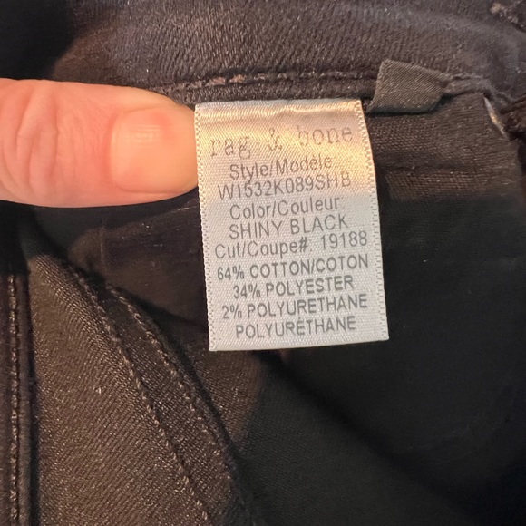 Rag & Bone High rise Skinny in Shiny Black size 24 - Picture 4 of 4